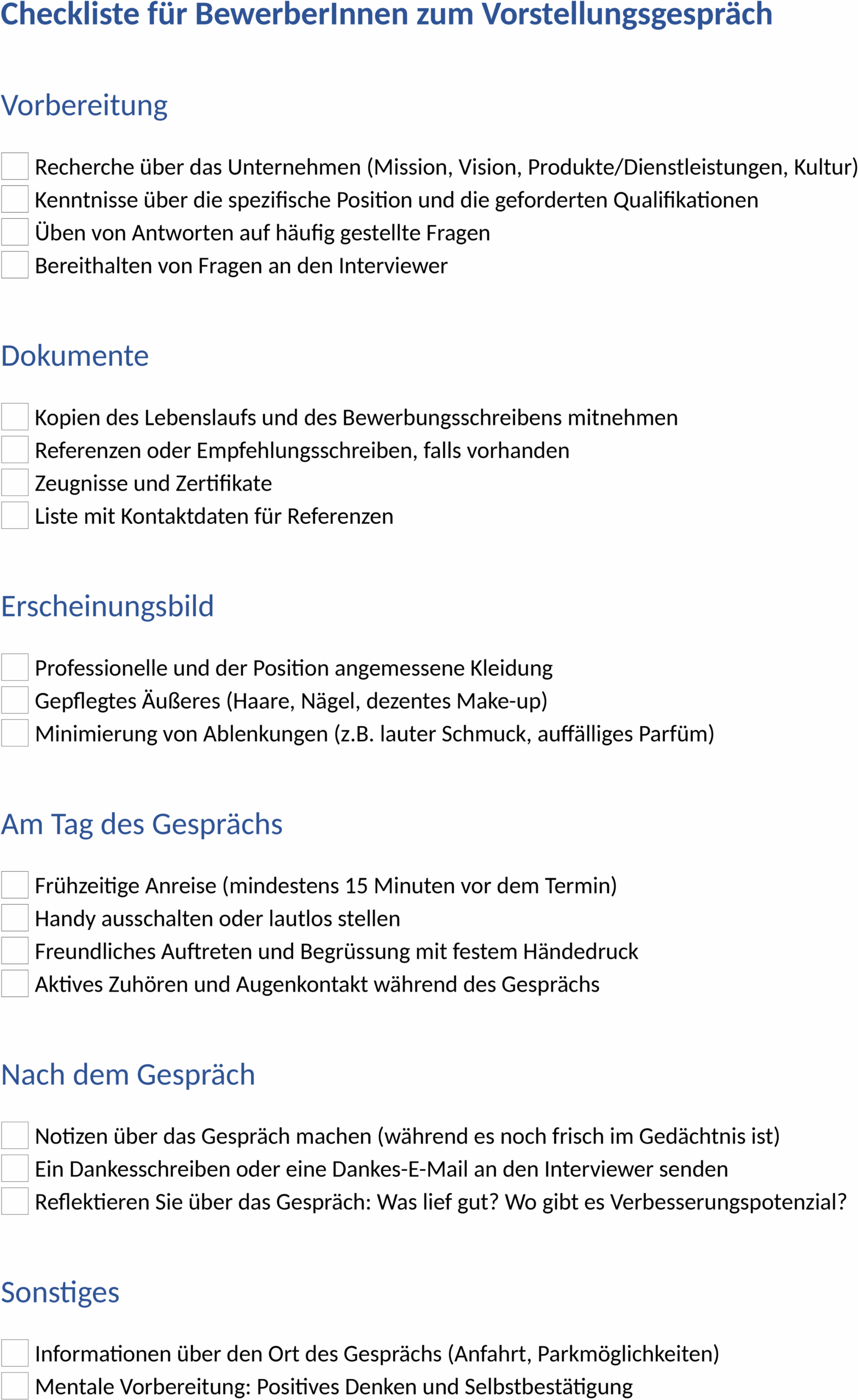 Checkliste Vorstellungsgespraech Word-Datei