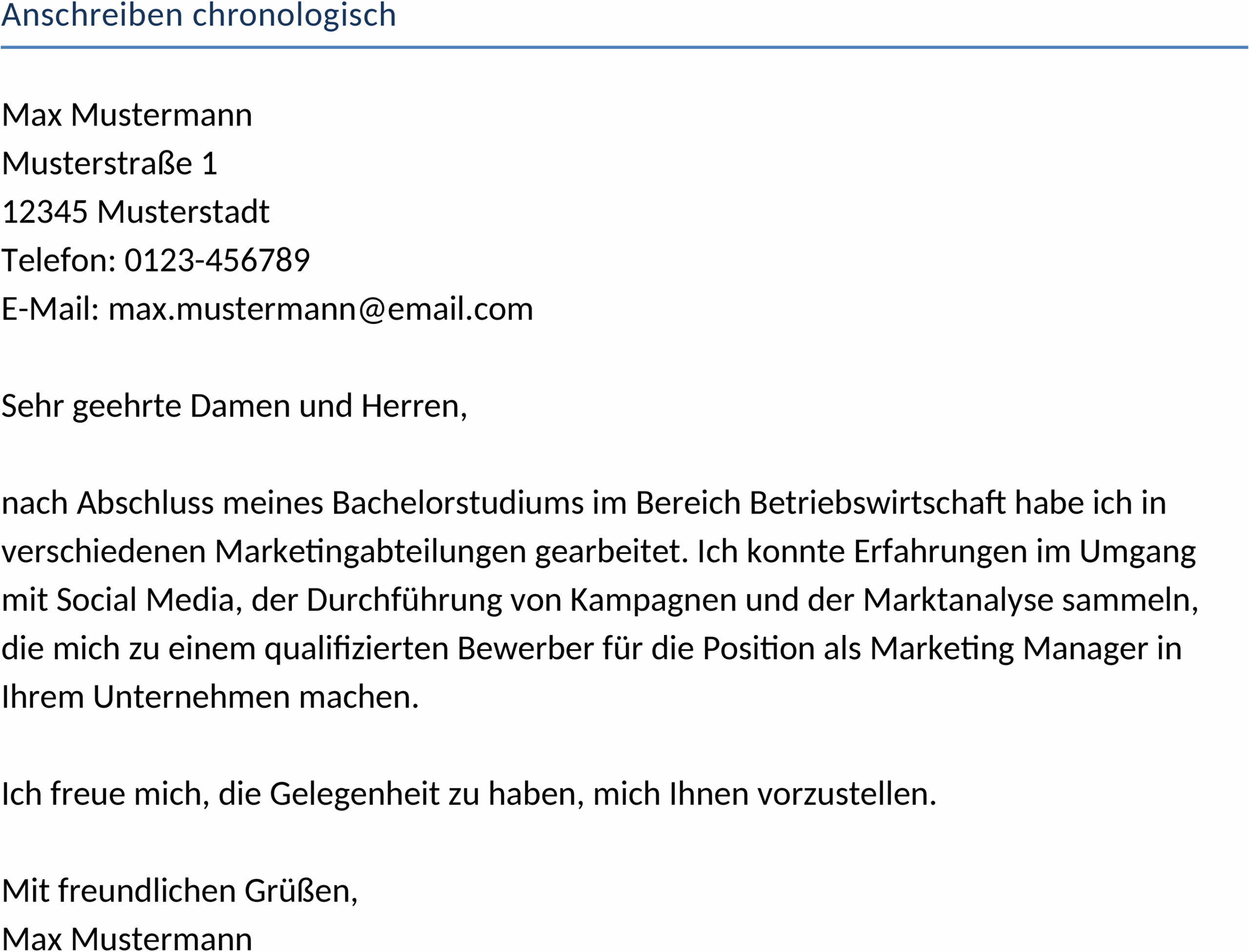Chronologisches Anschreiben im Word-Format