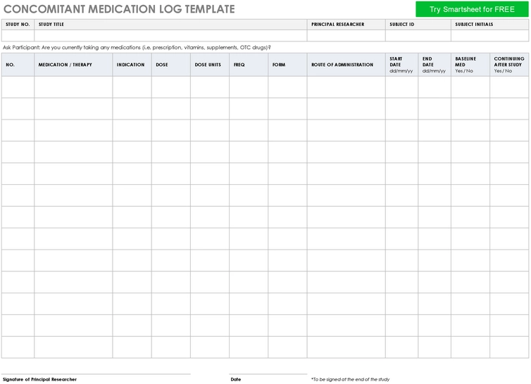 concomitant-medication-log-vorlage