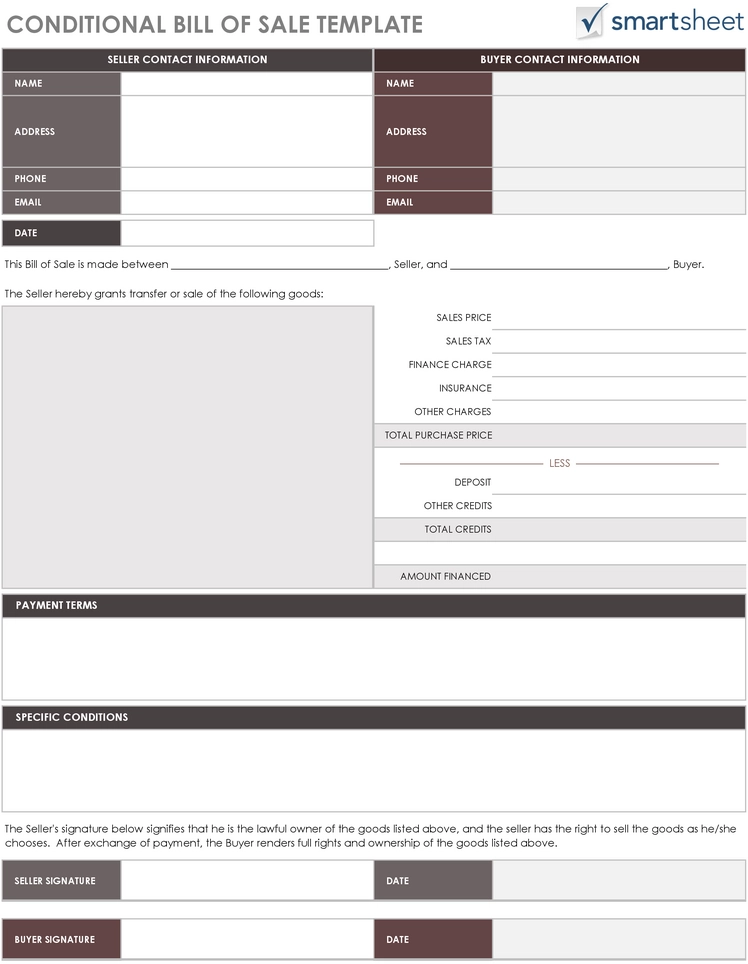 conditional-bill-of-sale-vorlage