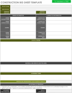 construction-bid-sheet-vorlage-pdf