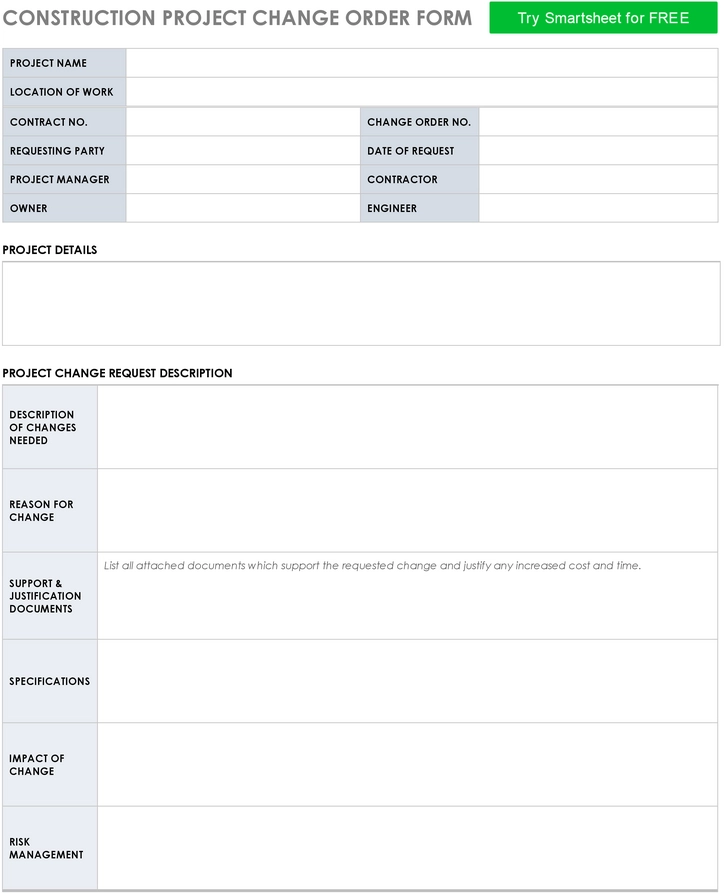 construction-project-change-order-vorlage