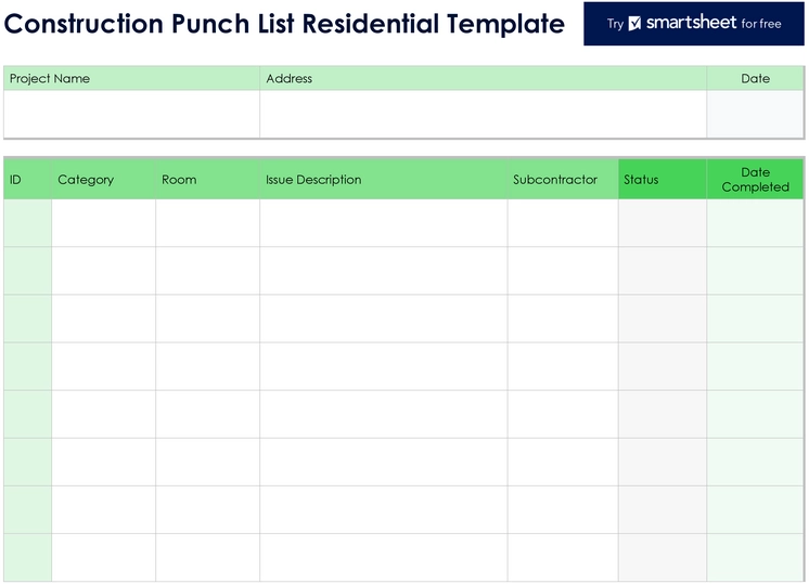 construction-punch-list-residential-vorlage