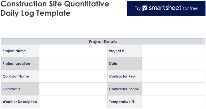 construction-site-quantitative-daily-log-vorlage