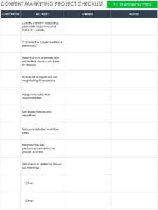 content-marketing-project-checklist