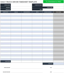daily-truck-driver-timesheet-vorlage