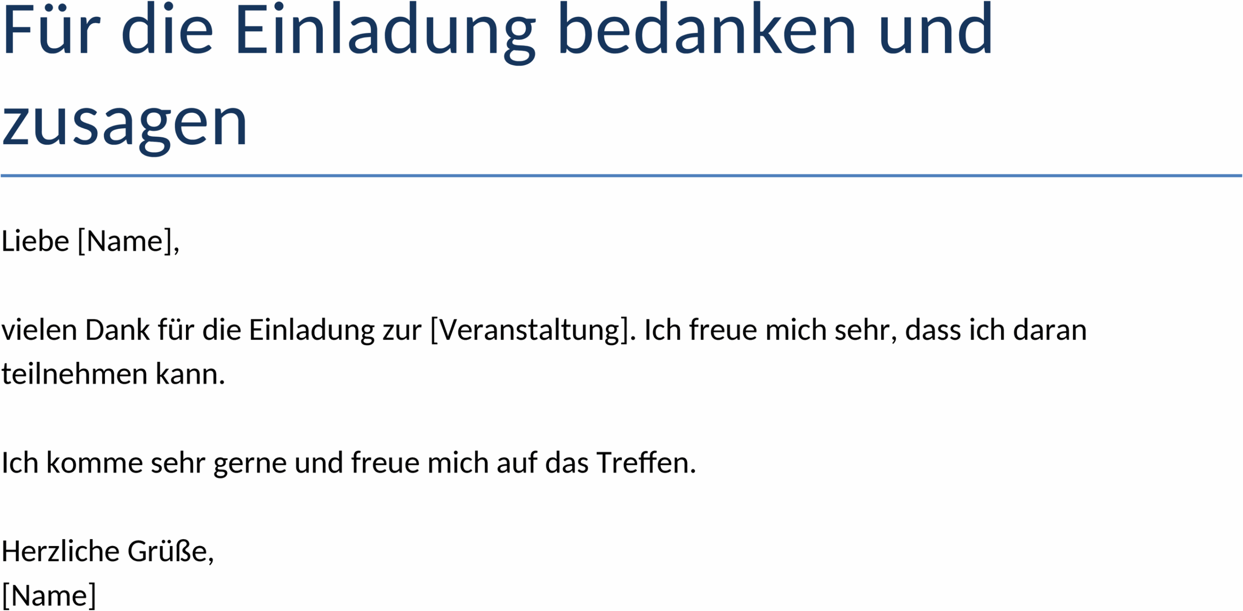 Word-Vorlage Danksagung und Zusage