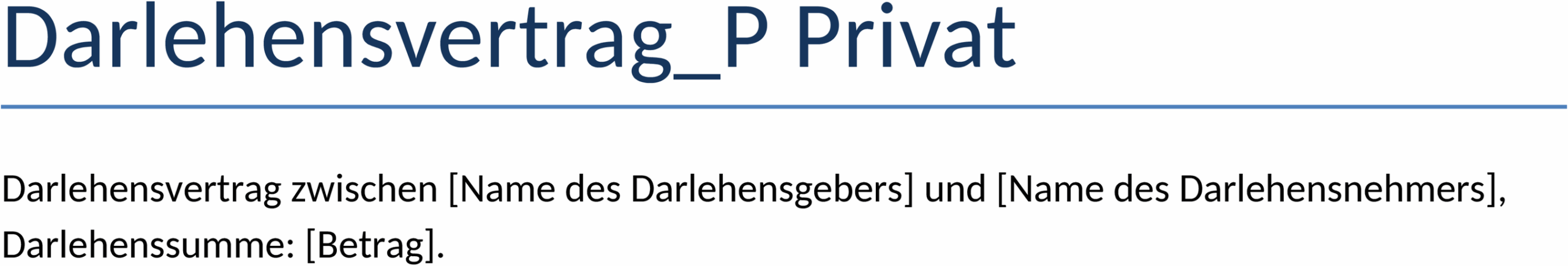 Darlehensvertrag Privat Word Vorlage