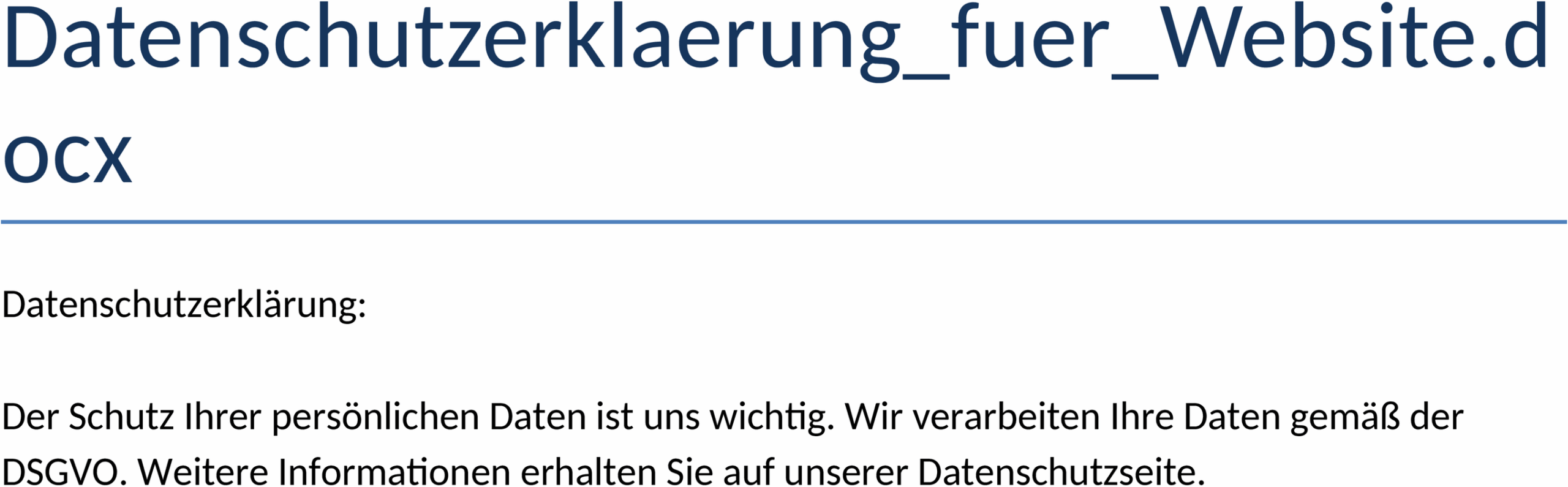 Datenschutzerklärung für Website als Word-Dokument