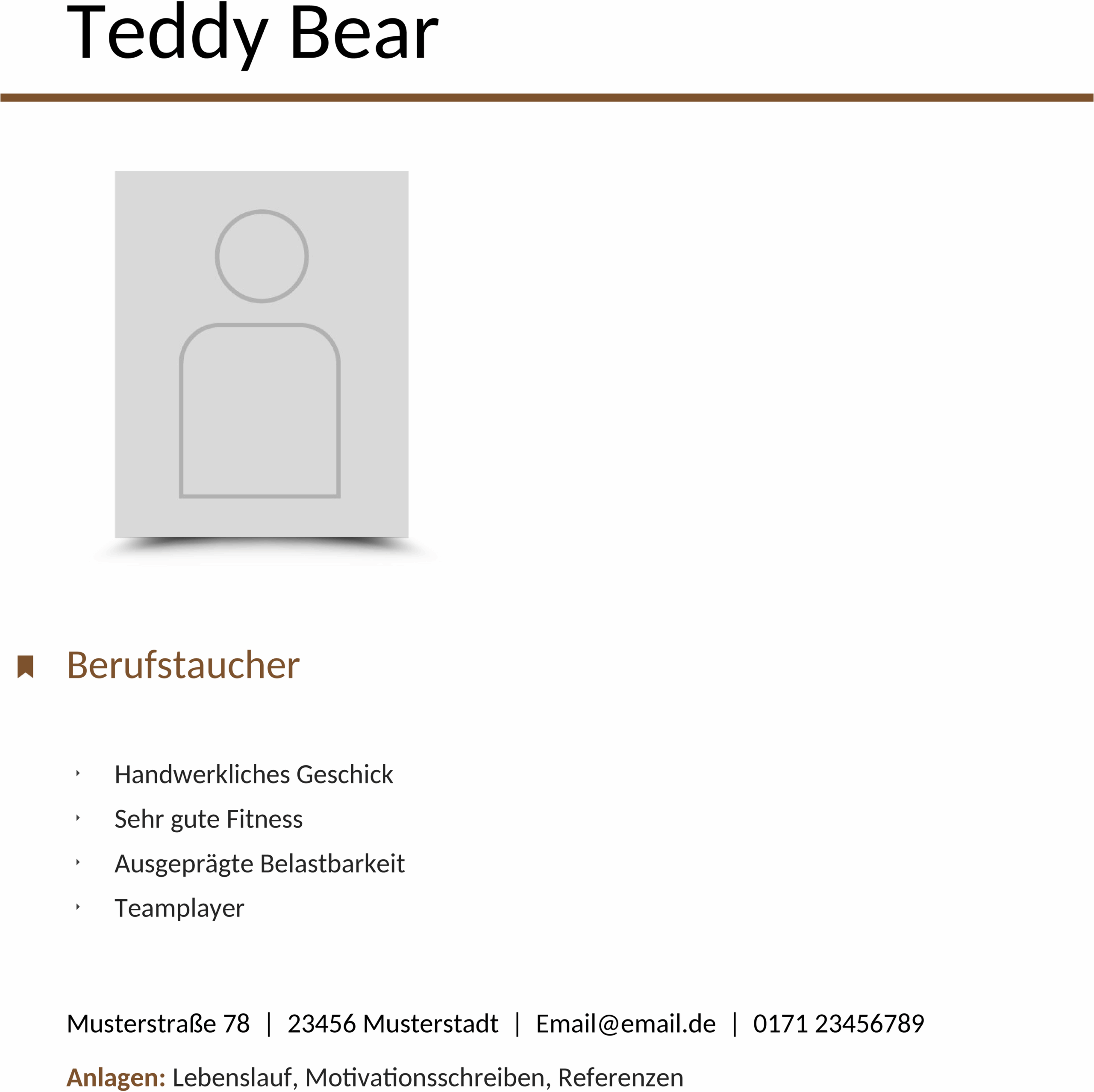 Deckblatt Vorlage im Word-Format für Bewerbungen