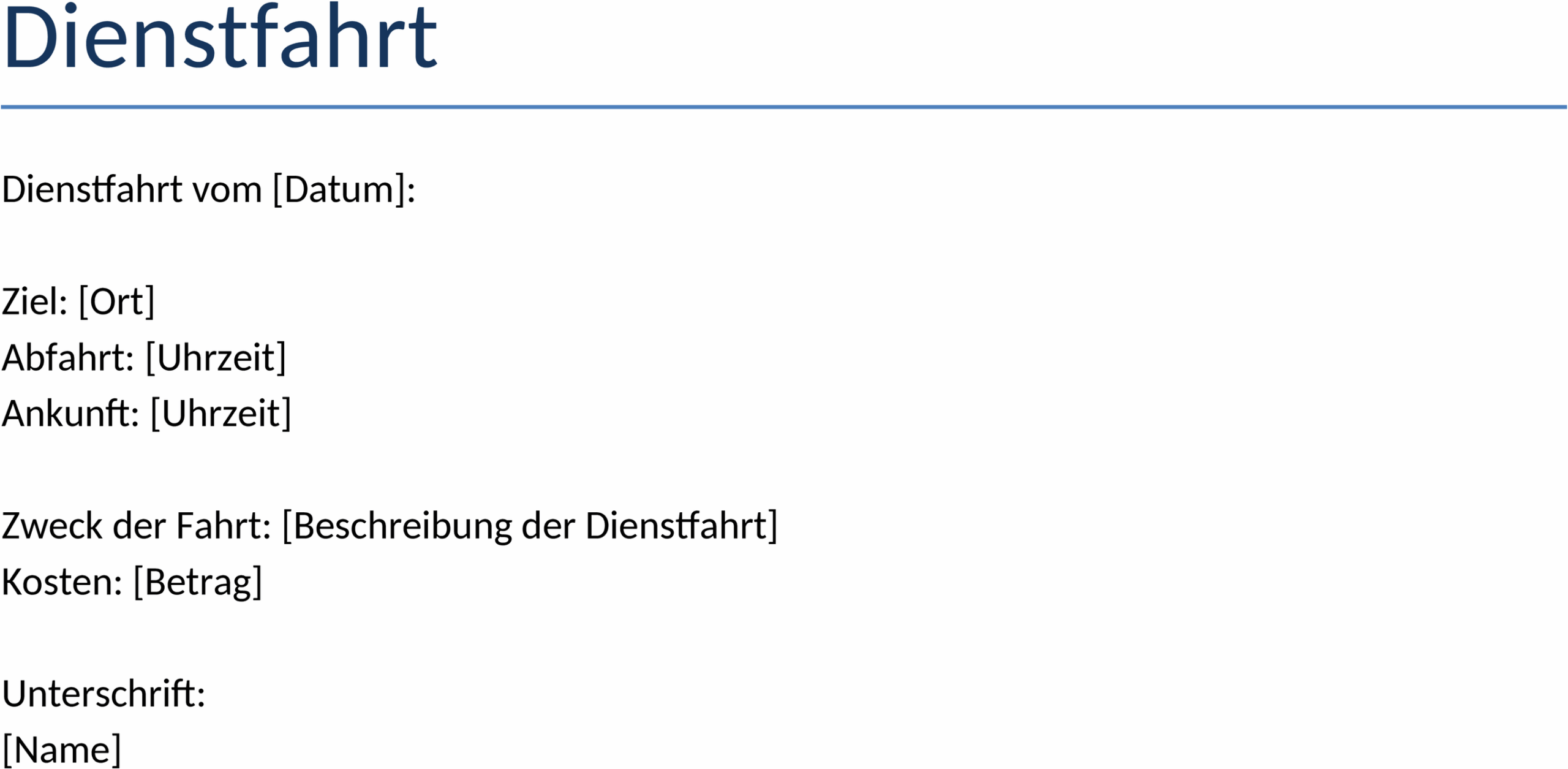 Word-Vorlage Dienstfahrt