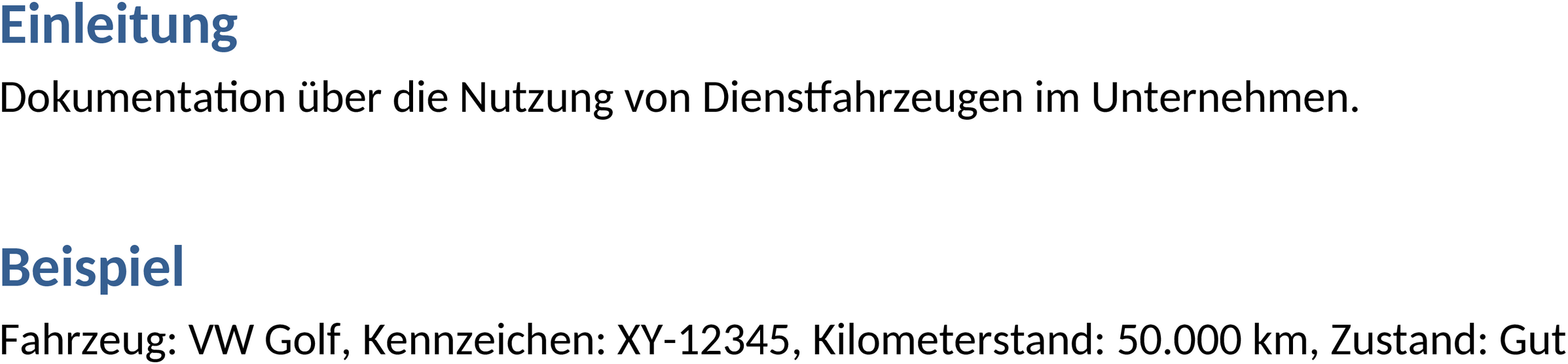 Dienstfahrzeug-Nutzungsvereinbarung Word-Dokument