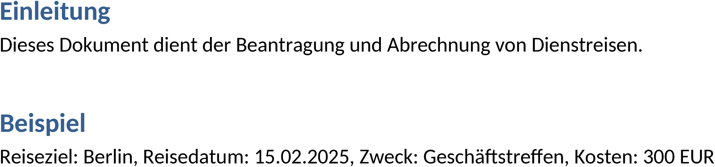 Dienstreise Word-Vorlage