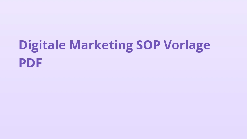 Digitale Marketing SOP Vorlage PDF