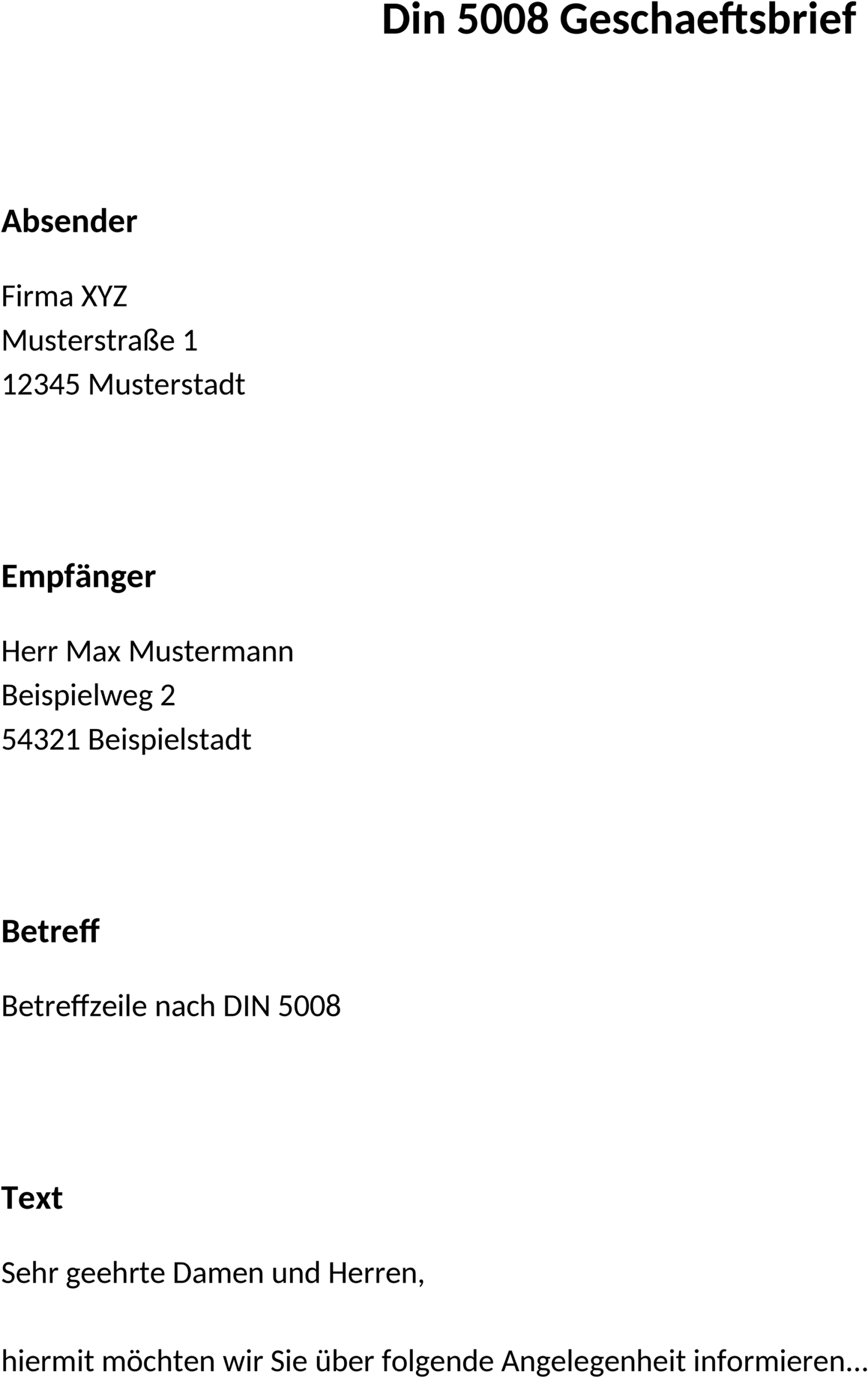 DIN 5008 Geschäftsbrief Word-Vorlage