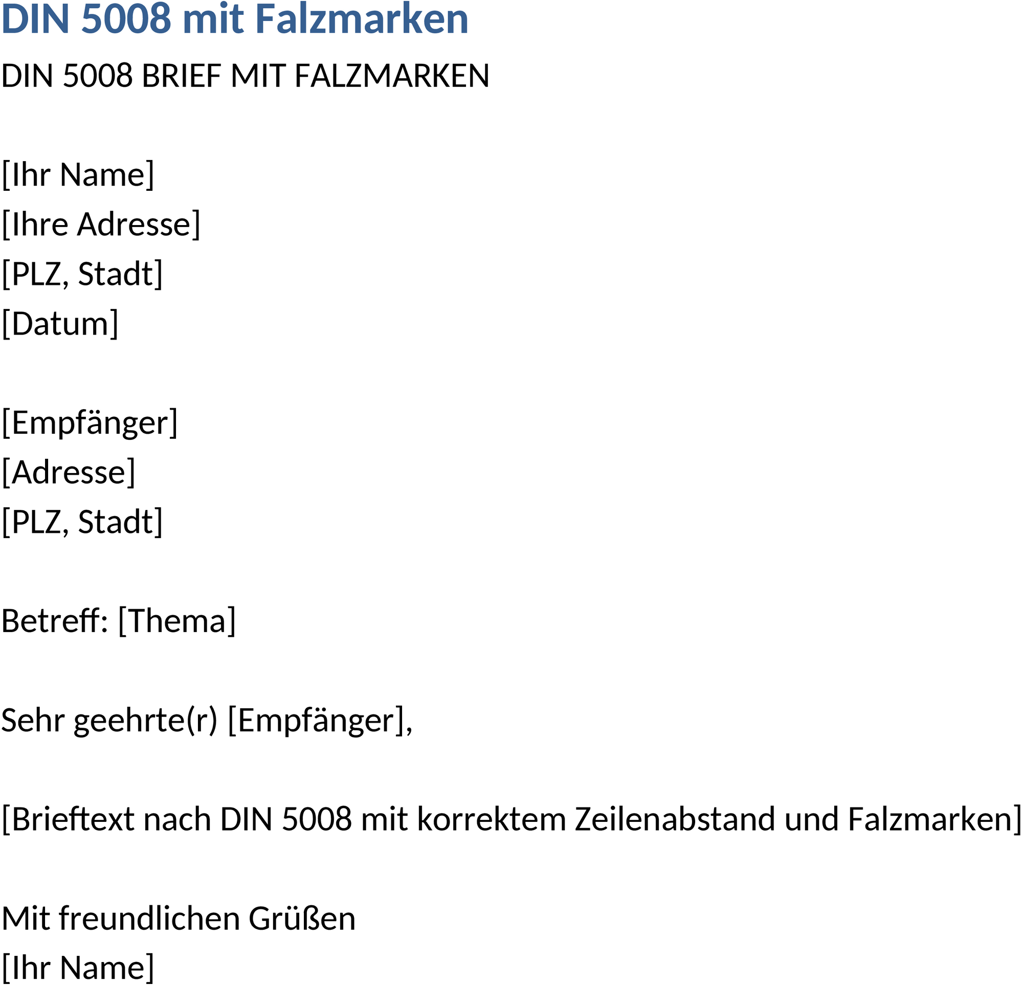 DIN 5008 Vorlage mit Falzmarken für professionelle Geschäftskommunikation