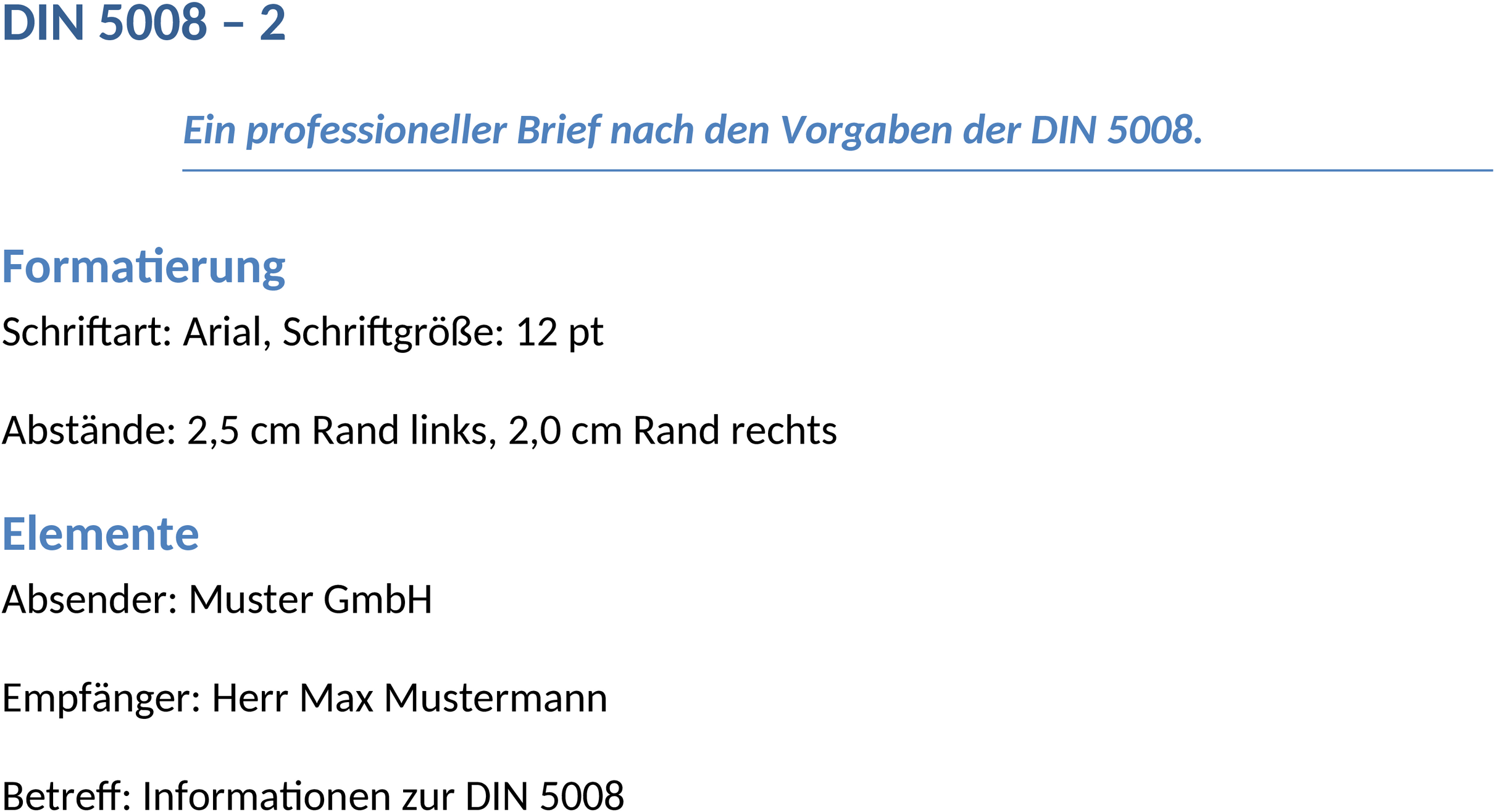 DIN 5008 Word-Vorlage für Geschäftsbriefe