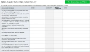disclosure-schedule-checklist-vorlage