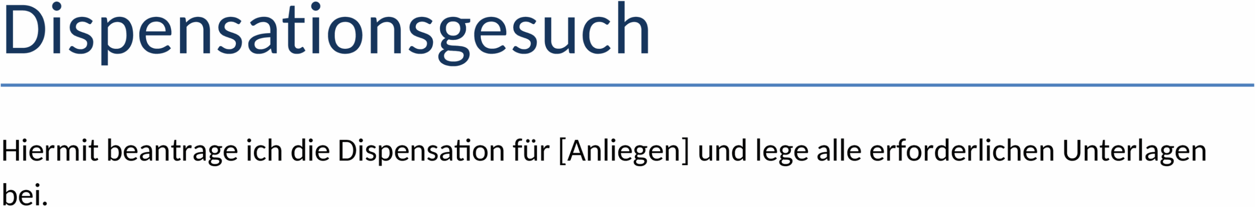 Dispensationsgesuch Word-Vorlage