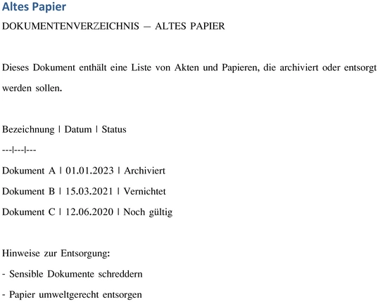 dokumentenverzeichnis-altes-papier