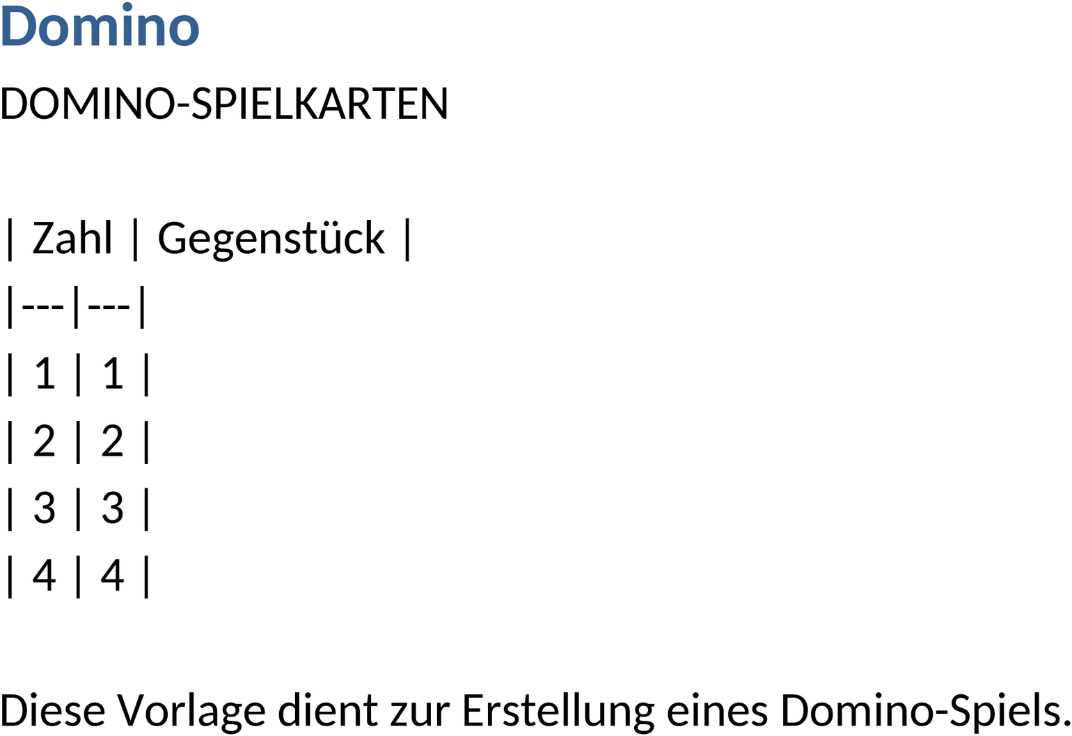 Domino Bastelvorlage zum Ausdrucken