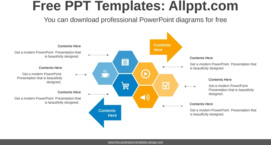 drei-sechseckige-symmetrische-powerpoint-diagramme