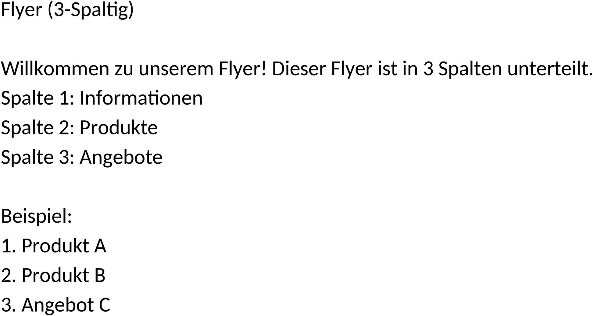 Drei-spaltiger Flyer Word Vorlage