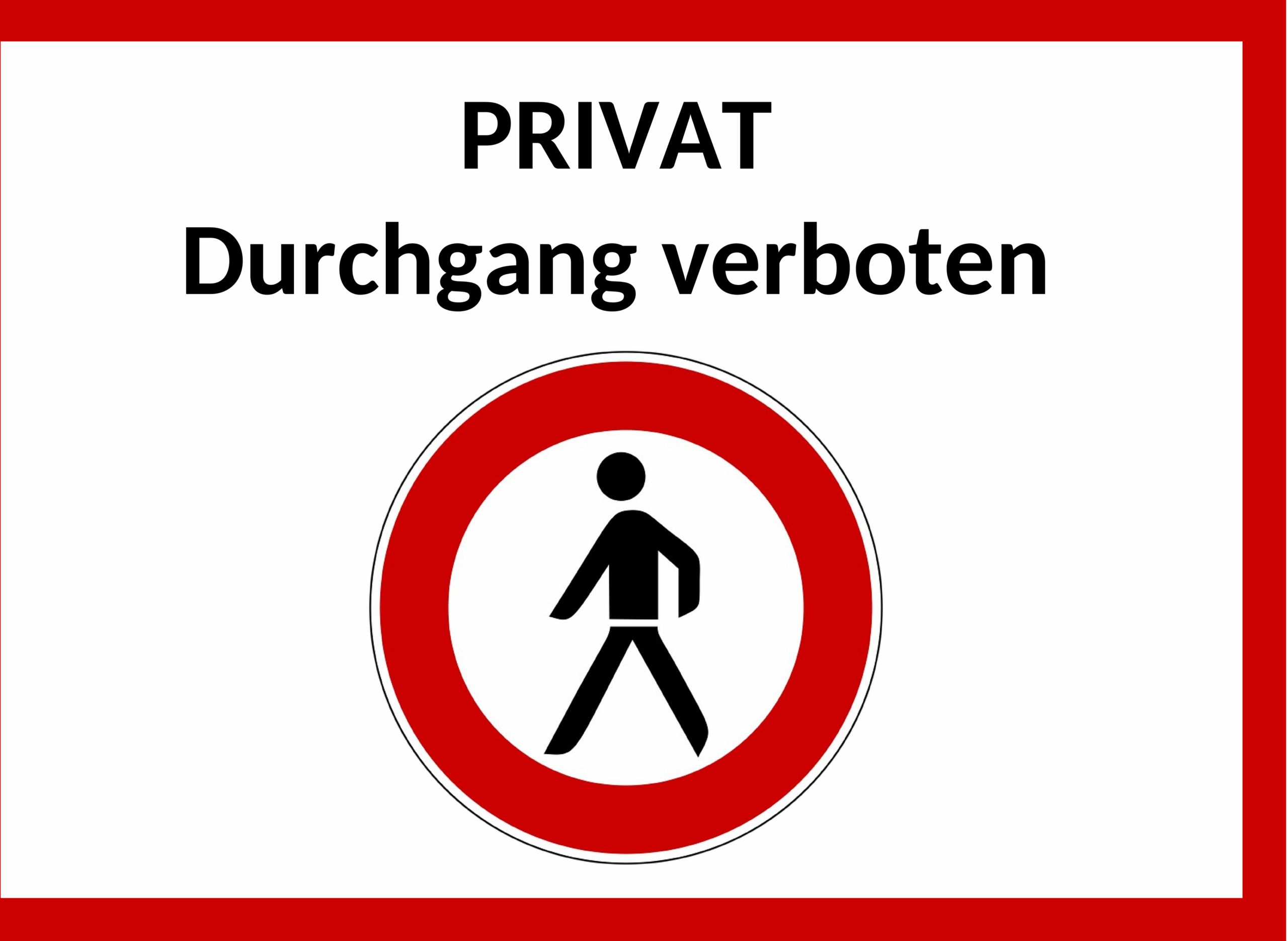 Durchgang verboten Schild im Querformat