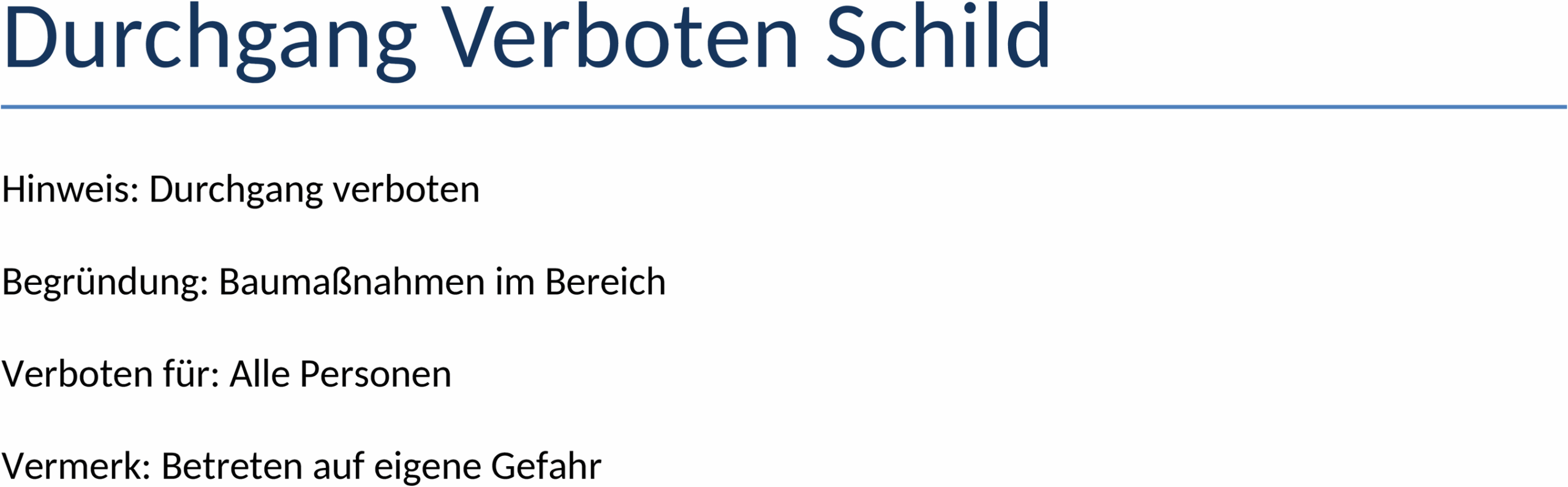 Durchgang Verboten Schild Word-Dokument