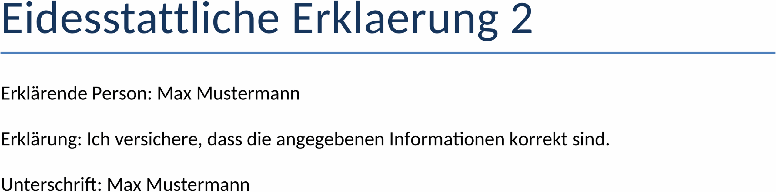 Eidesstattliche Erklaerung Word-Vorlage