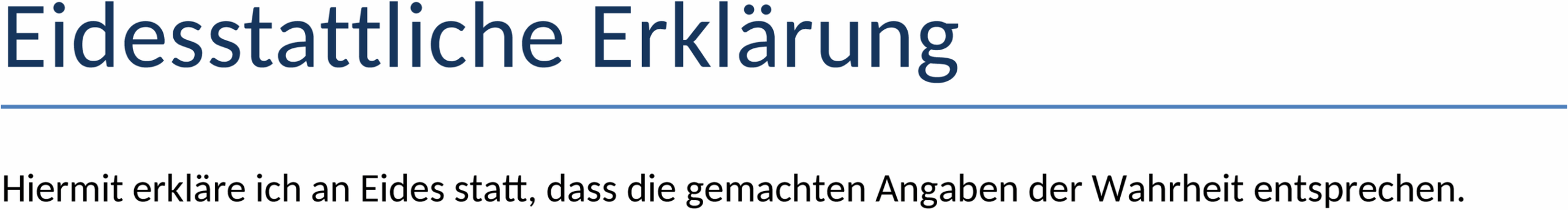 Eidesstattliche Erklärung Word-Dokument