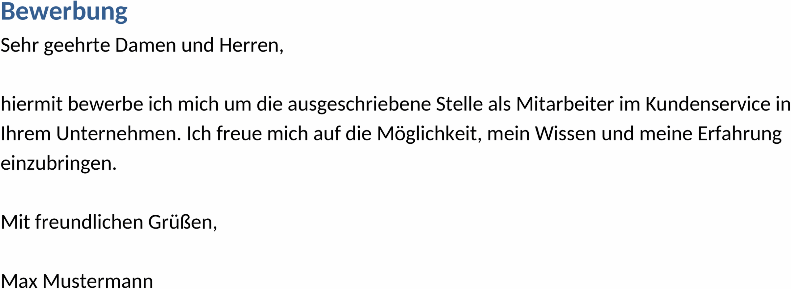 Word-Vorlage für Bewerbungen