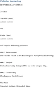 einfacher-kaufvertrag-vorlage-gebrauch