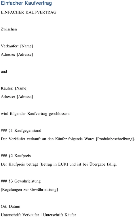 einfacher-kaufvertrag-vorlage-gebrauch