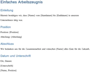 einfaches-arbeitszeugnis-vorlage