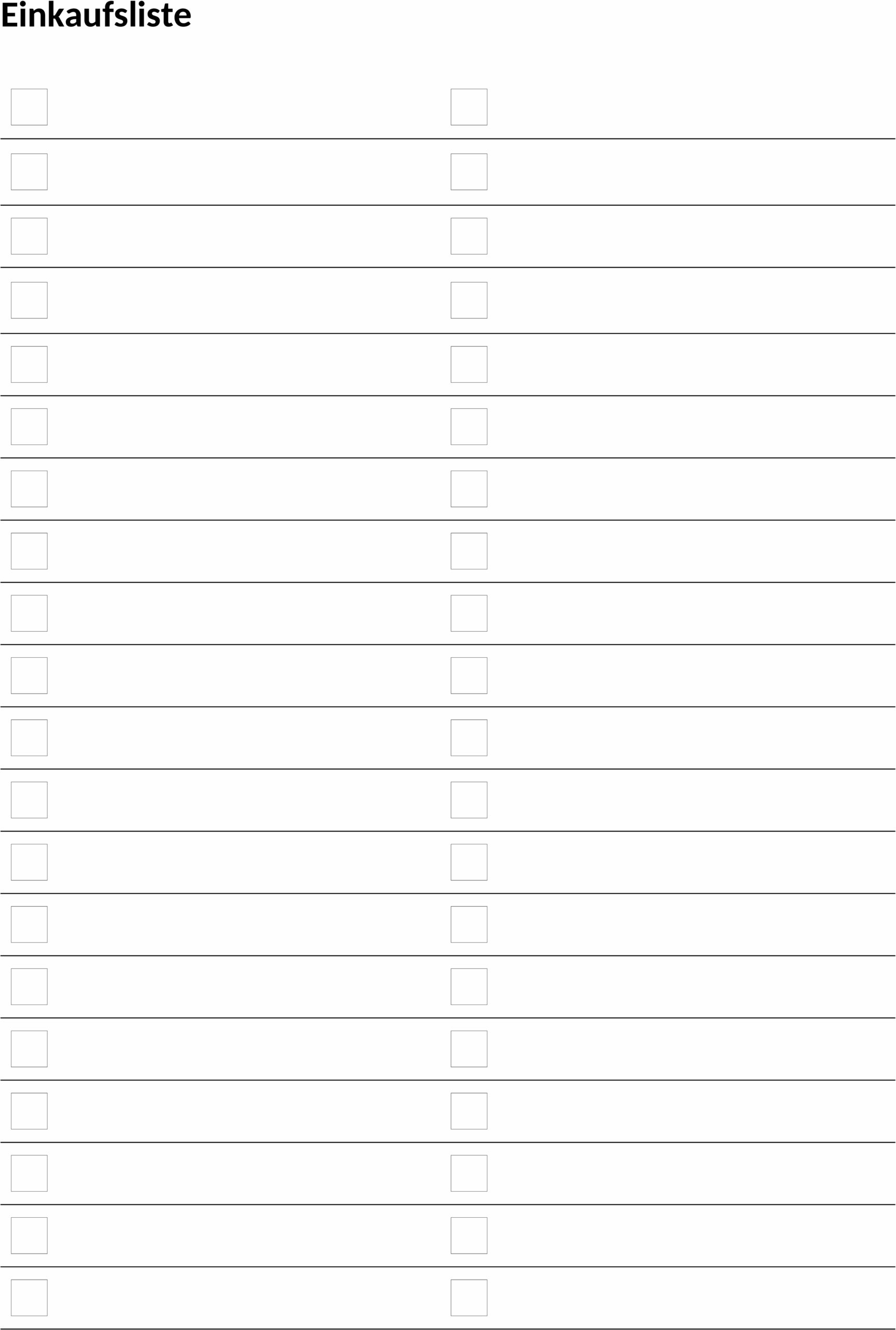 Word-Datei: Einkaufsliste Vorlage