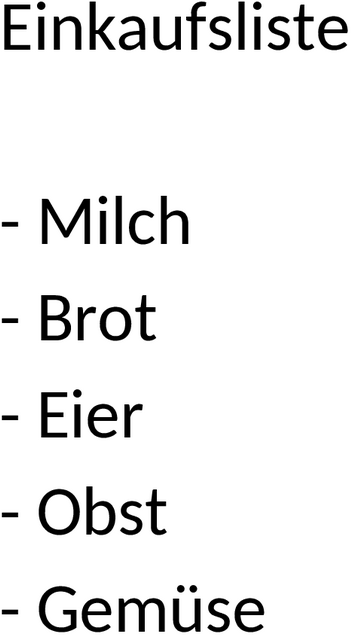 Einkaufsliste Word-Dokument
