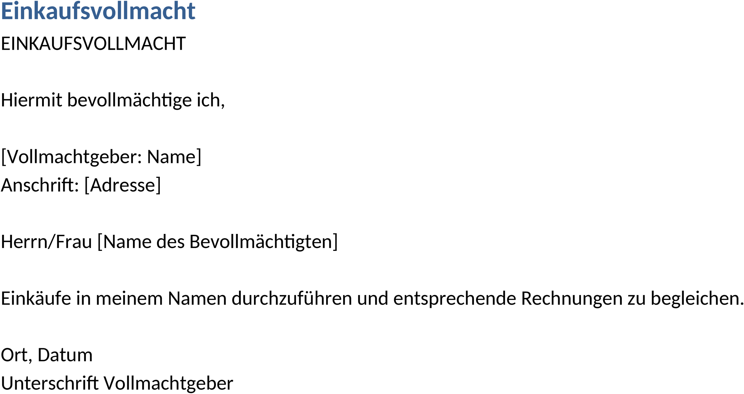Einkaufsvollmacht Word-Vorlage