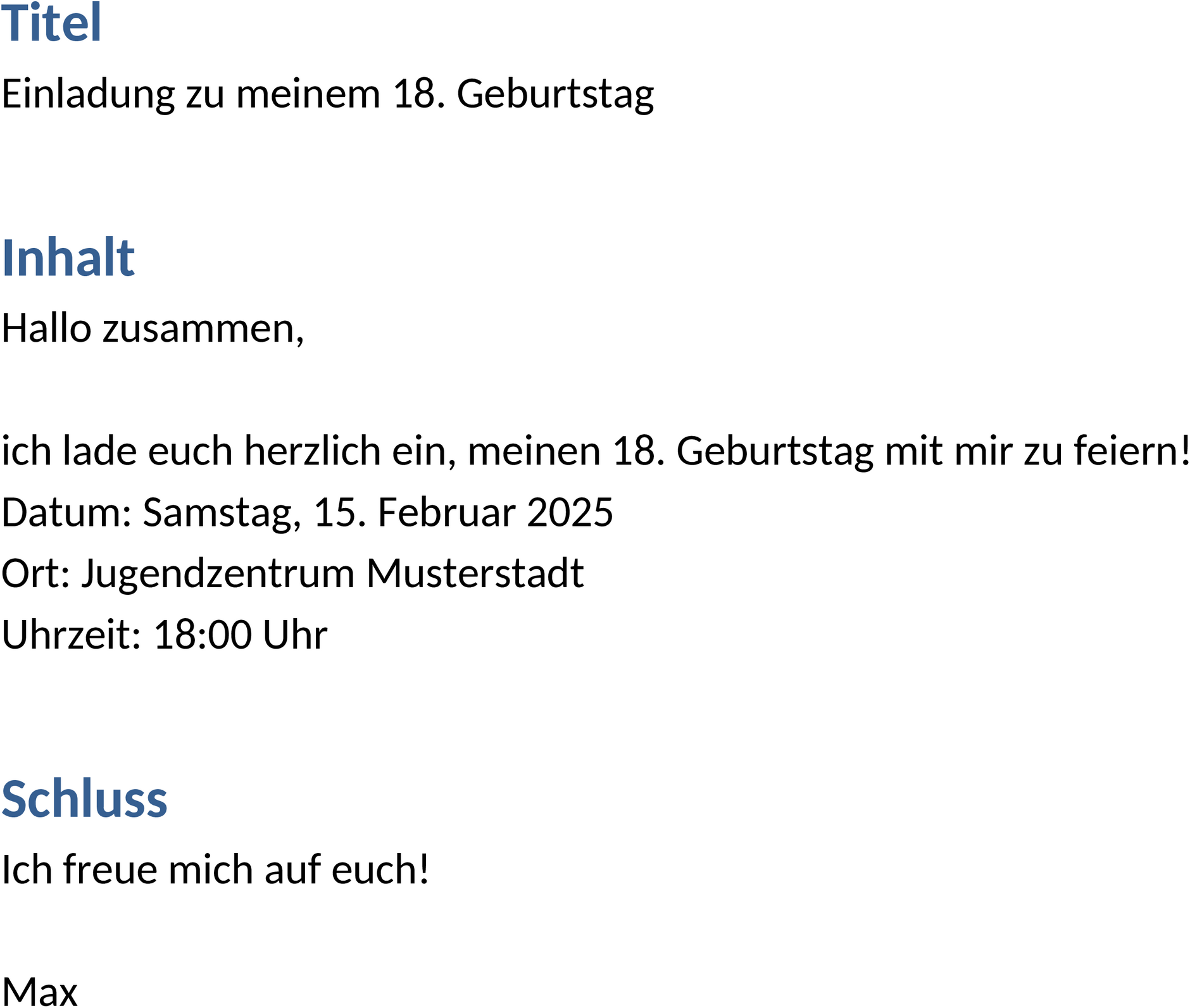 Einladung zum 18. Geburtstag: Word-Vorlage
