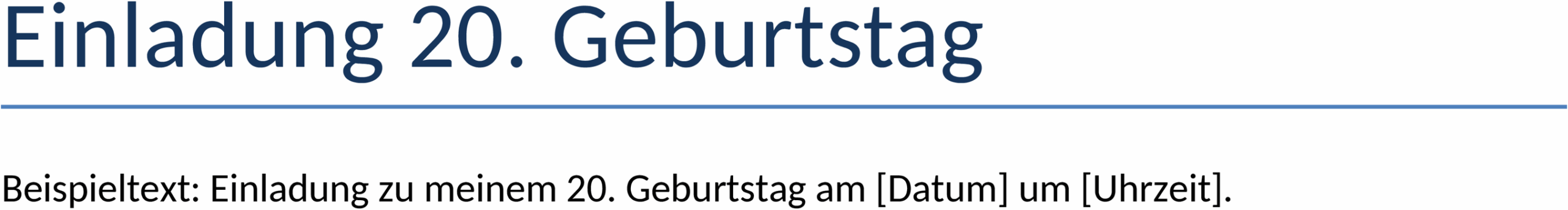 Einladung zum 20. Geburtstag im Word-Format