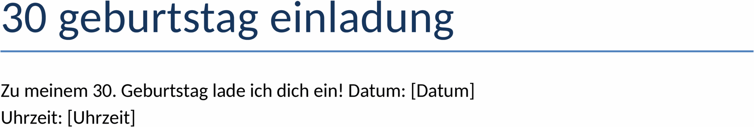 Word-Vorlage Einladung 30. Geburtstag