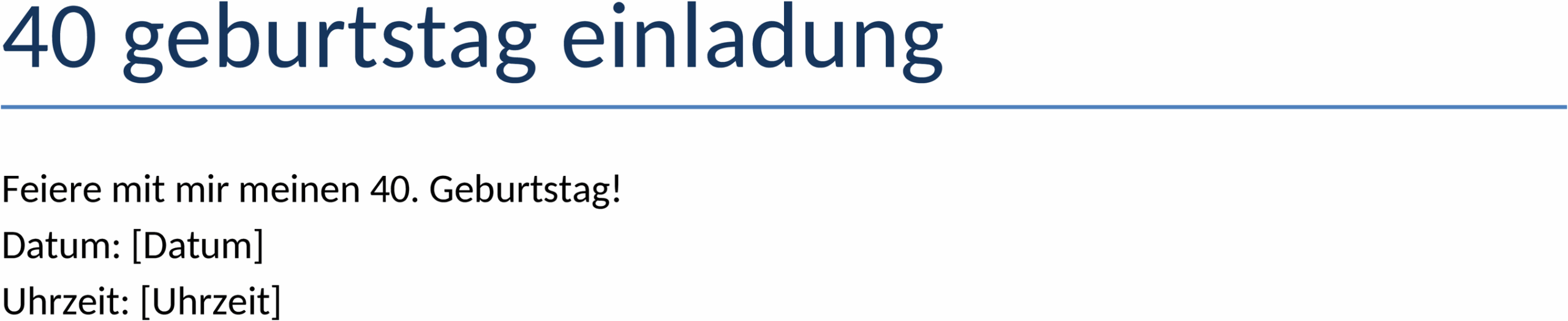 Einladung zum 40. Geburtstag – Vorlage im Word-Format