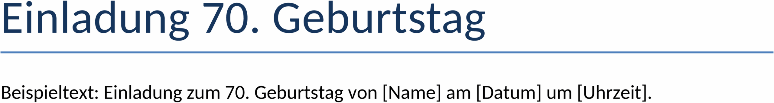 Einladung zum 70. Geburtstag - Word-Datei