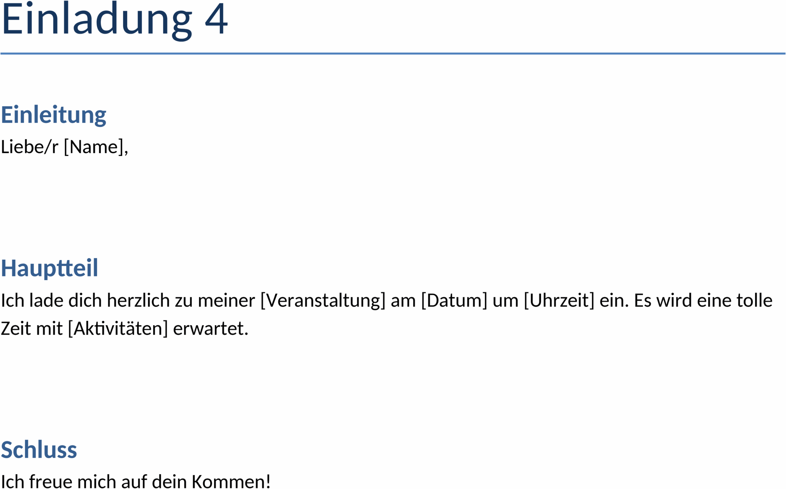 Word-Vorlage für Einladungen zu besonderen Anlässen