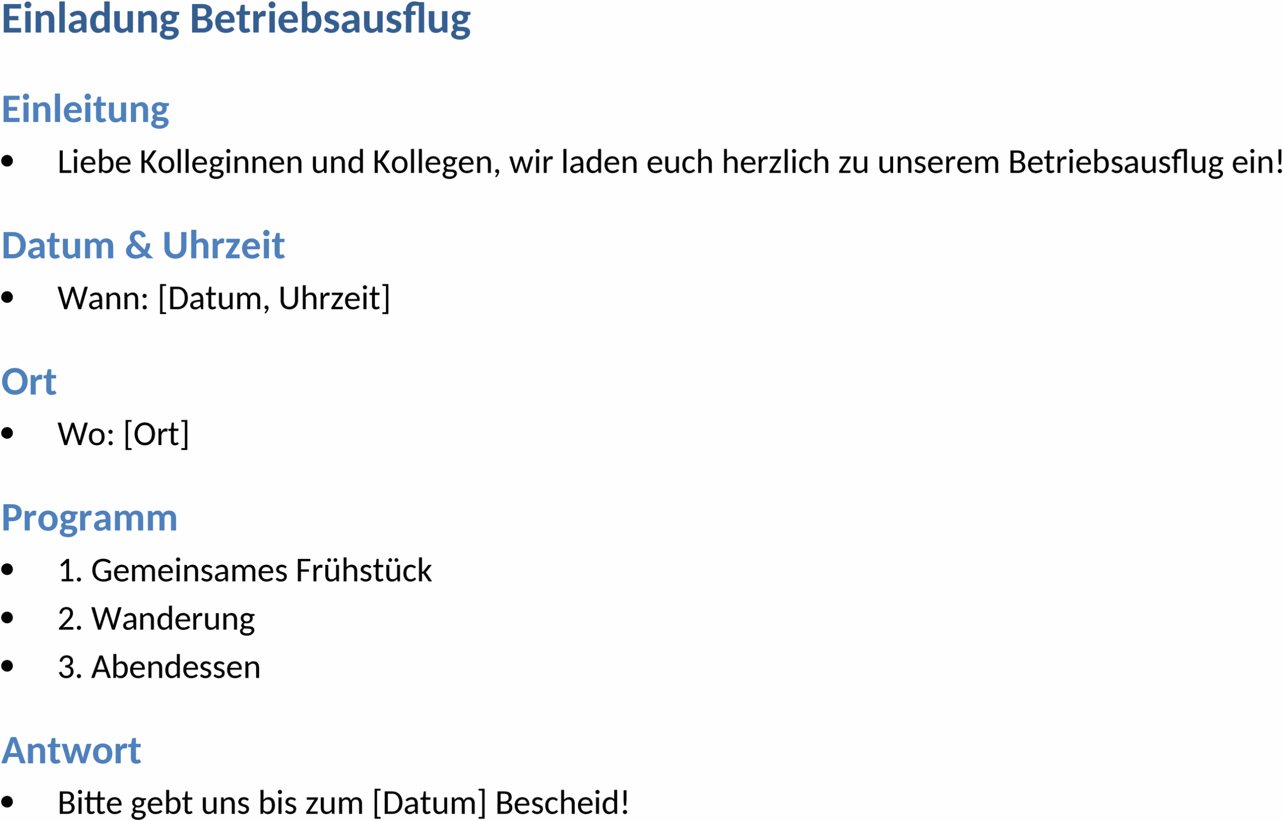 Einladung Betriebsausflug Word-Vorlage