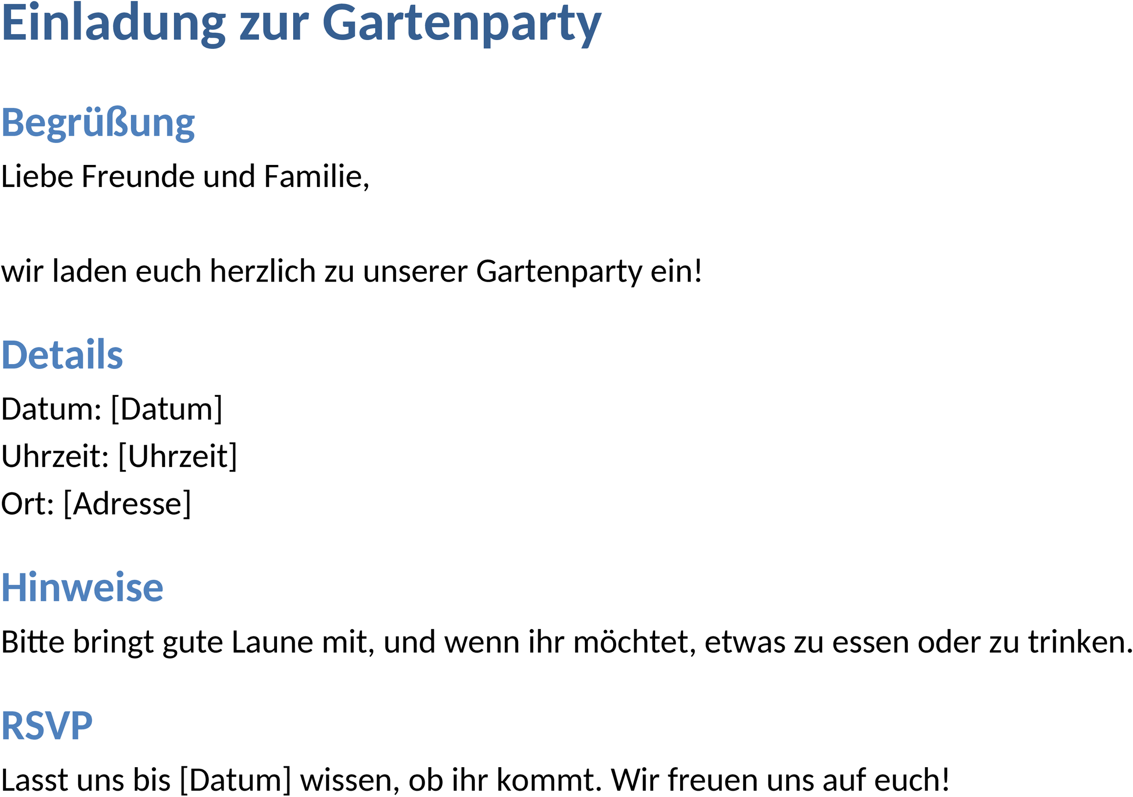 Word-Vorlage Einladung zur Gartenparty