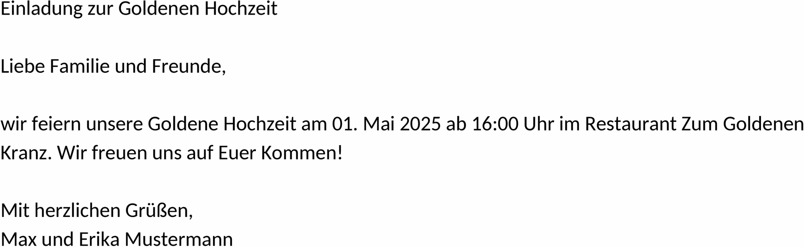 Word Vorlage: Einladung zur Goldenen Hochzeit