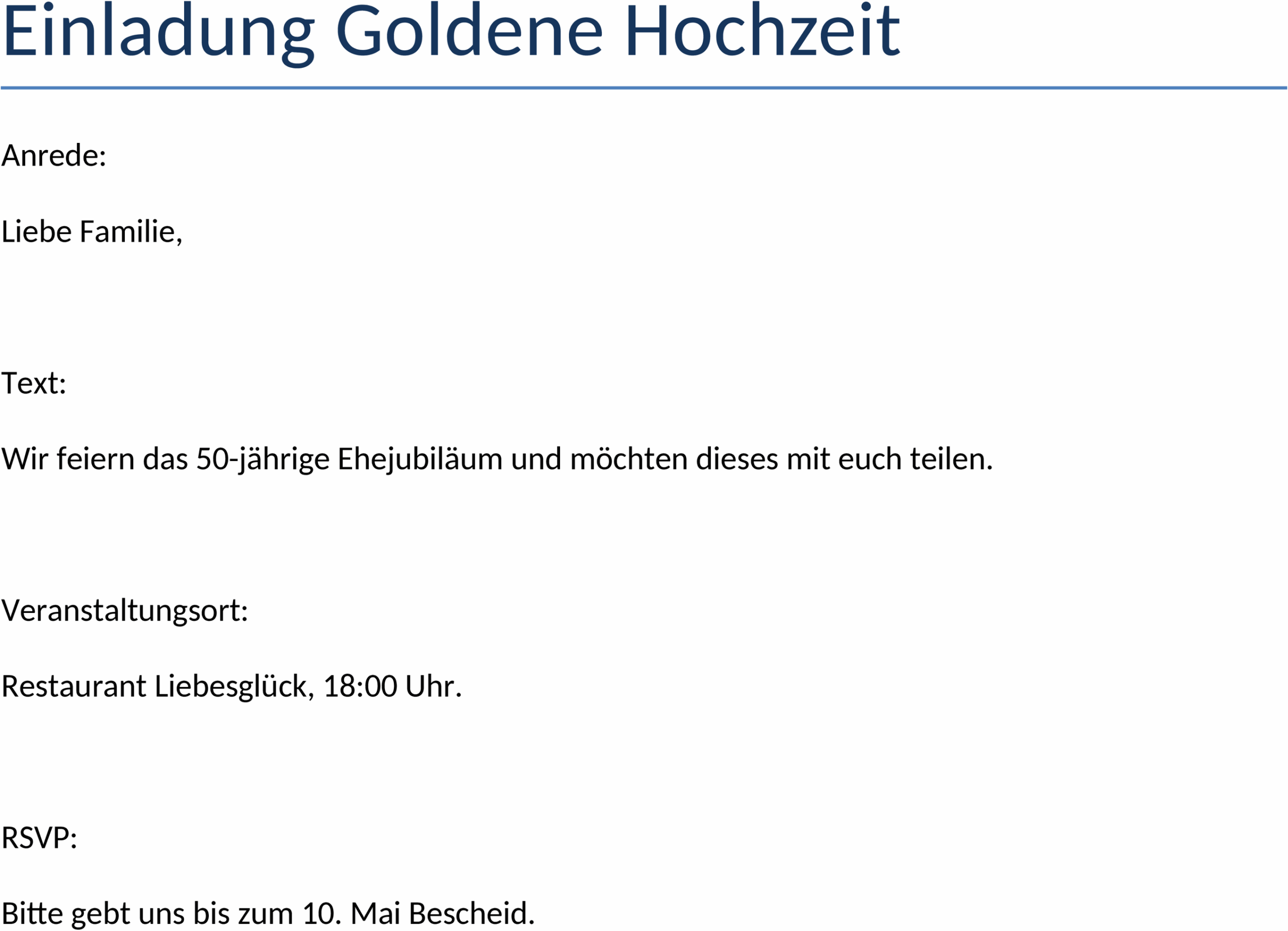 Word-Vorlage Einladung Goldene Hochzeit