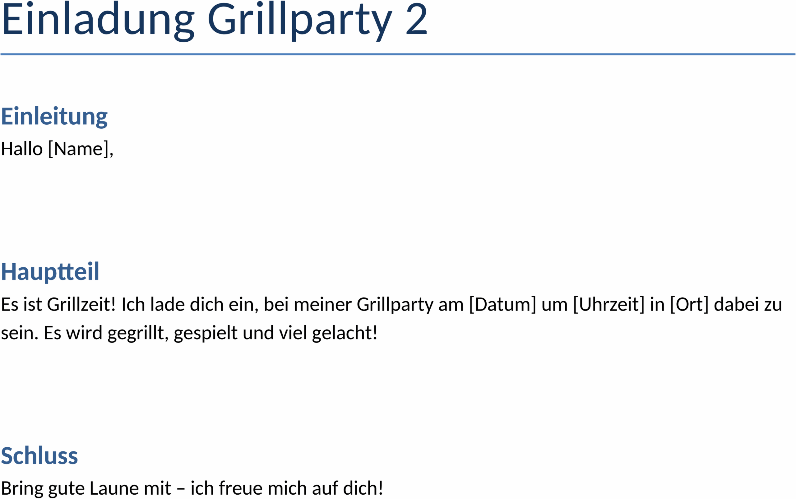 Einladung Grillparty Word-Vorlage
