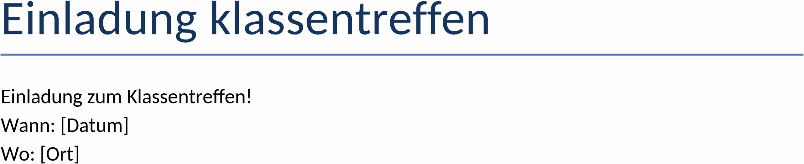 Word-Vorlage Einladung Klassentreffen